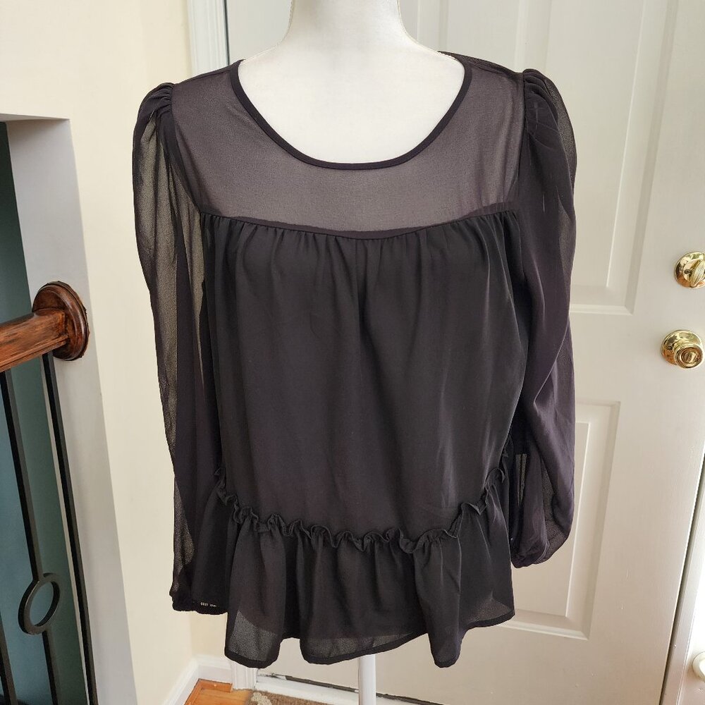 NWT Marc New York Black Chiffon Blouse Size S